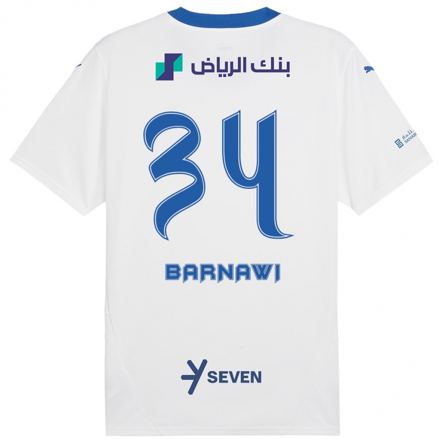 Kids Football Saleh Barnawi #34 White Blue Away Jersey 2024/25 T-Shirt Canada