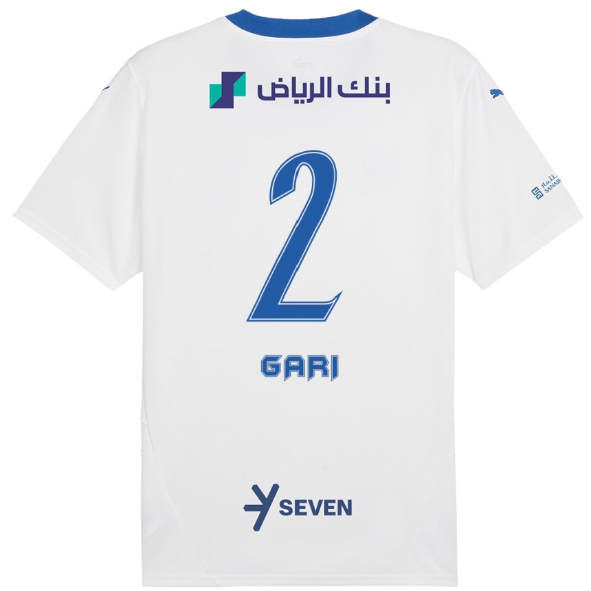 Kids Football Fatimah Gari #2 White Blue Away Jersey 2024/25 T-Shirt Canada