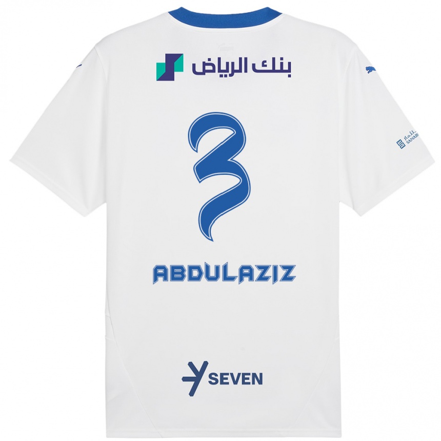 Kids Football Al Jawhara Abdulaziz #3 White Blue Away Jersey 2024/25 T-Shirt Canada