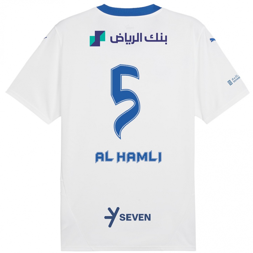 Kids Football Noura Al-Hamli #5 White Blue Away Jersey 2024/25 T-Shirt Canada