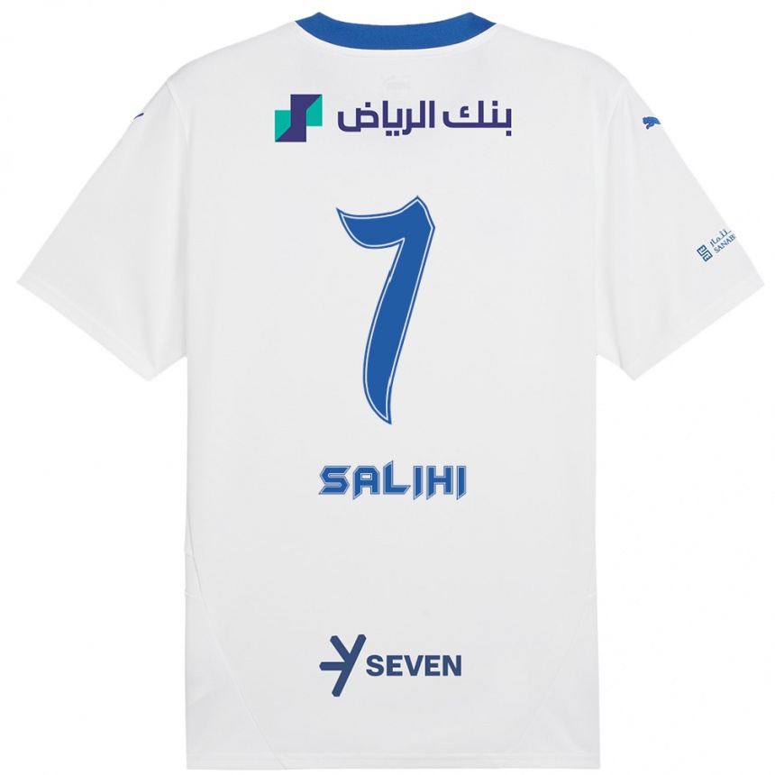 Kids Football Shokhan Salihi #7 White Blue Away Jersey 2024/25 T-Shirt Canada