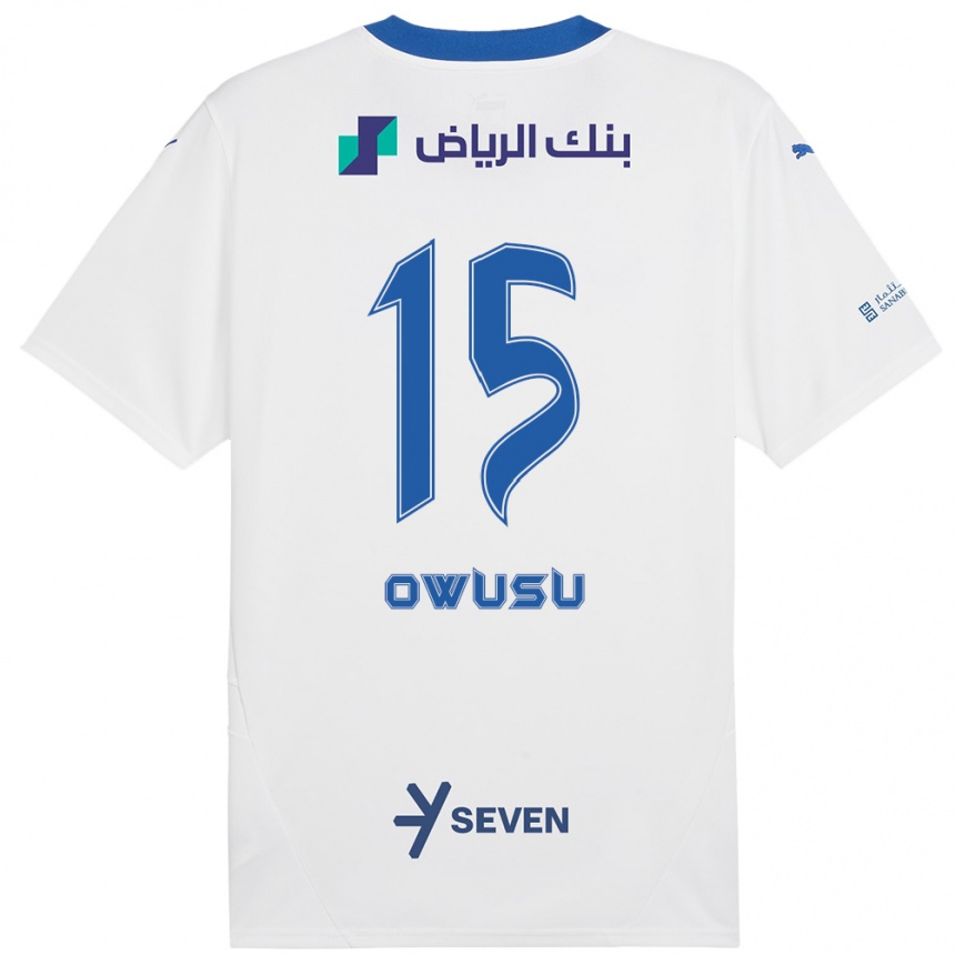 Kids Football Mavis Owusu #15 White Blue Away Jersey 2024/25 T-Shirt Canada