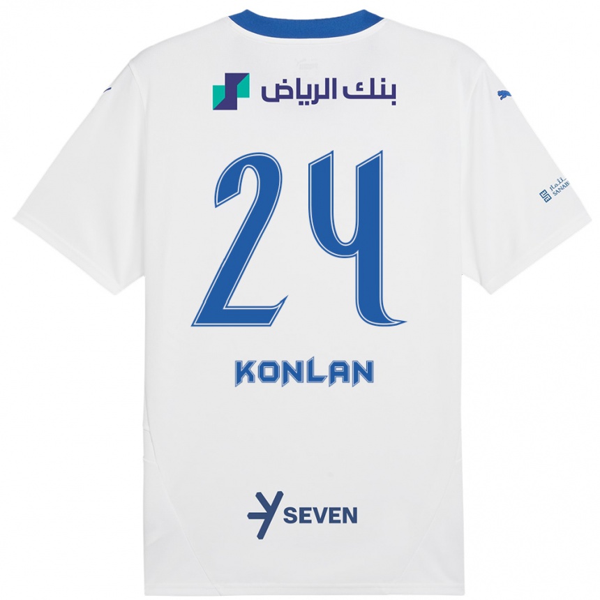 Kids Football Cynthia Konlan #24 White Blue Away Jersey 2024/25 T-Shirt Canada