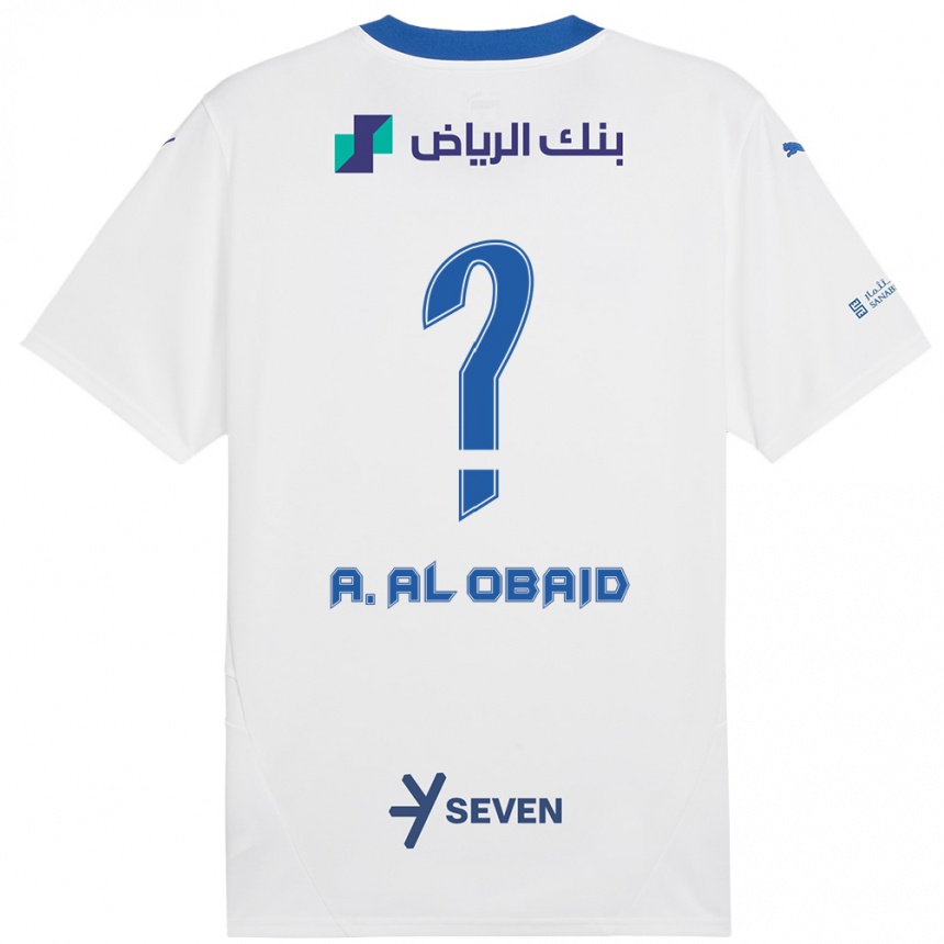 Kids Football Abdulrahman Al-Obaid #0 White Blue Away Jersey 2024/25 T-Shirt Canada