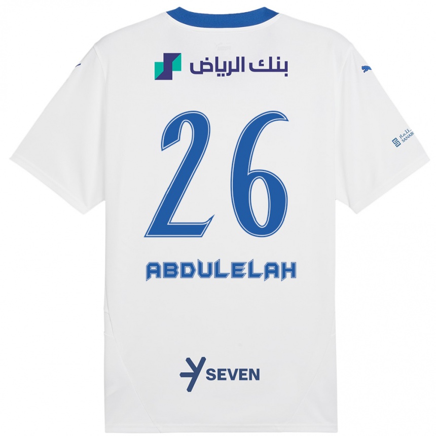 Kids Football Abdulelah Al-Malki #26 White Blue Away Jersey 2024/25 T-Shirt Canada