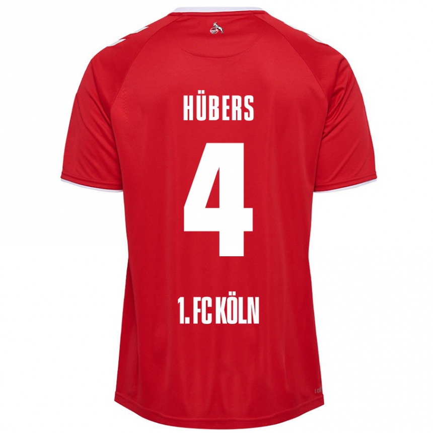 Kids Football Timo Hübers #4 Red White Away Jersey 2024/25 T-Shirt Canada