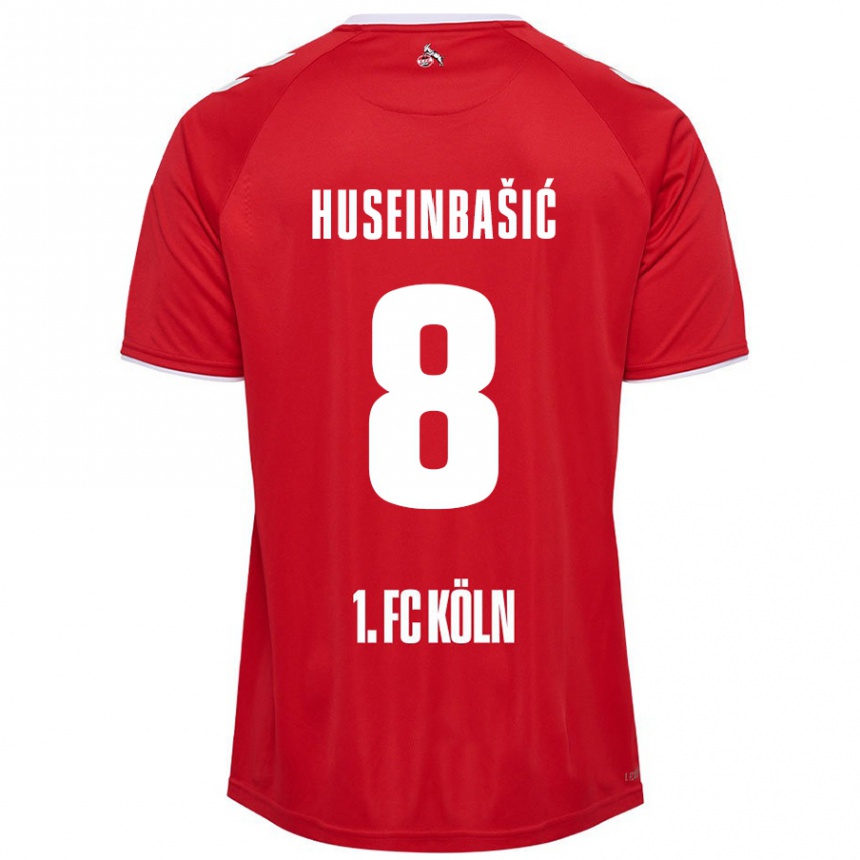 Kids Football Denis Huseinbasic #8 Red White Away Jersey 2024/25 T-Shirt Canada