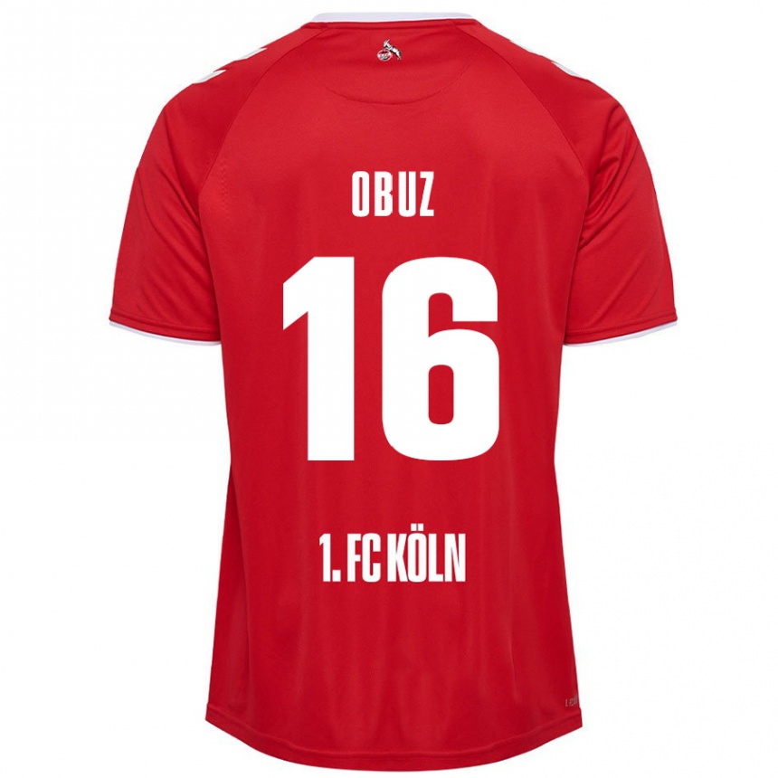 Kids Football Marvin Obuz #16 Red White Away Jersey 2024/25 T-Shirt Canada