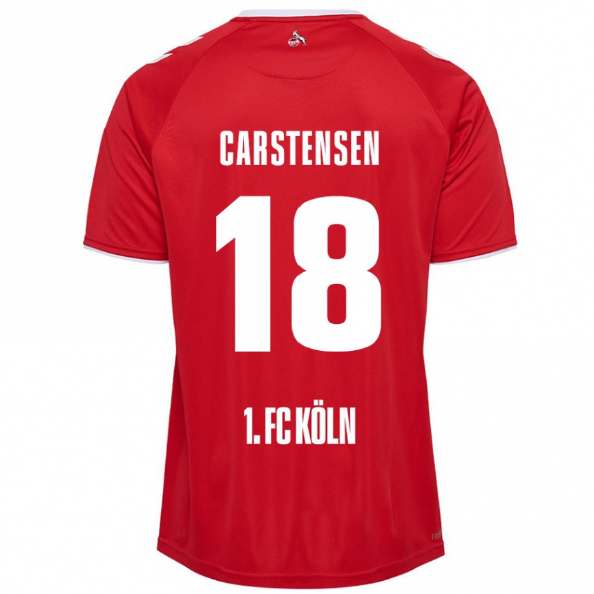 Kids Football Rasmus Carstensen #18 Red White Away Jersey 2024/25 T-Shirt Canada