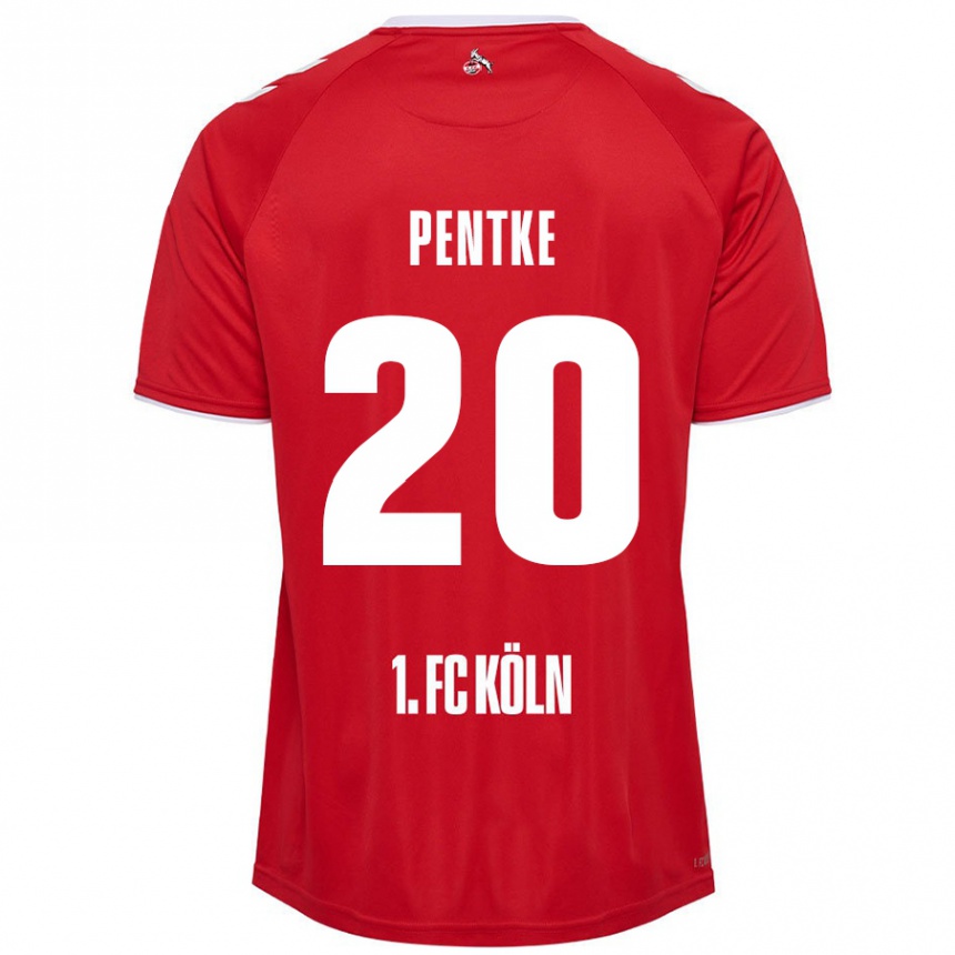 Kids Football Philipp Pentke #20 Red White Away Jersey 2024/25 T-Shirt Canada