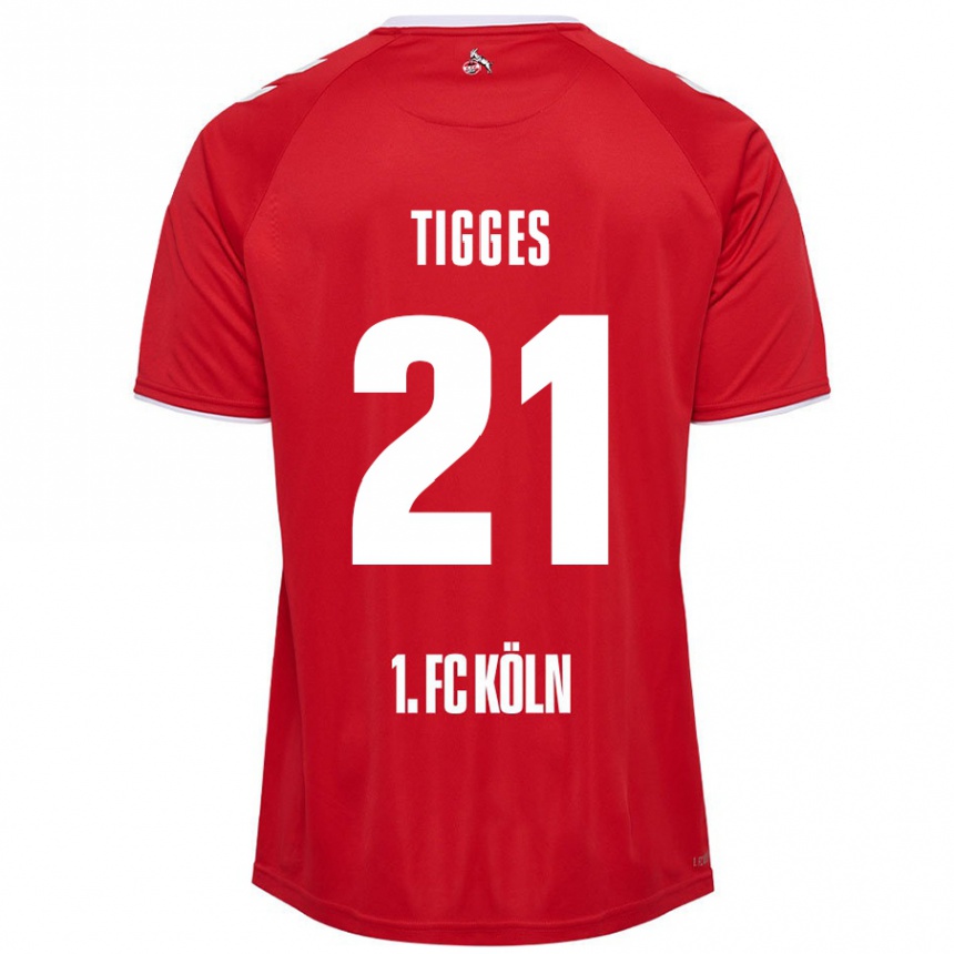 Kids Football Steffen Tigges #21 Red White Away Jersey 2024/25 T-Shirt Canada