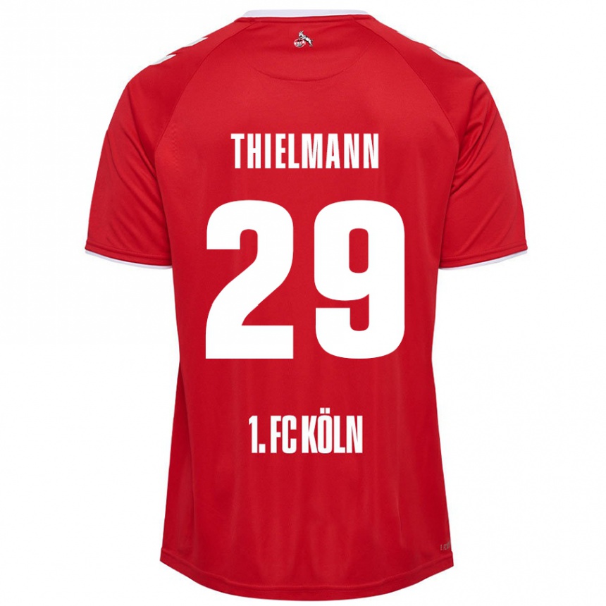 Kids Football Jan Thielmann #29 Red White Away Jersey 2024/25 T-Shirt Canada