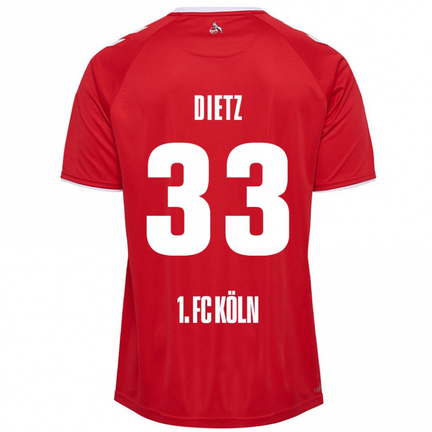 Kids Football Florian Dietz #33 Red White Away Jersey 2024/25 T-Shirt Canada