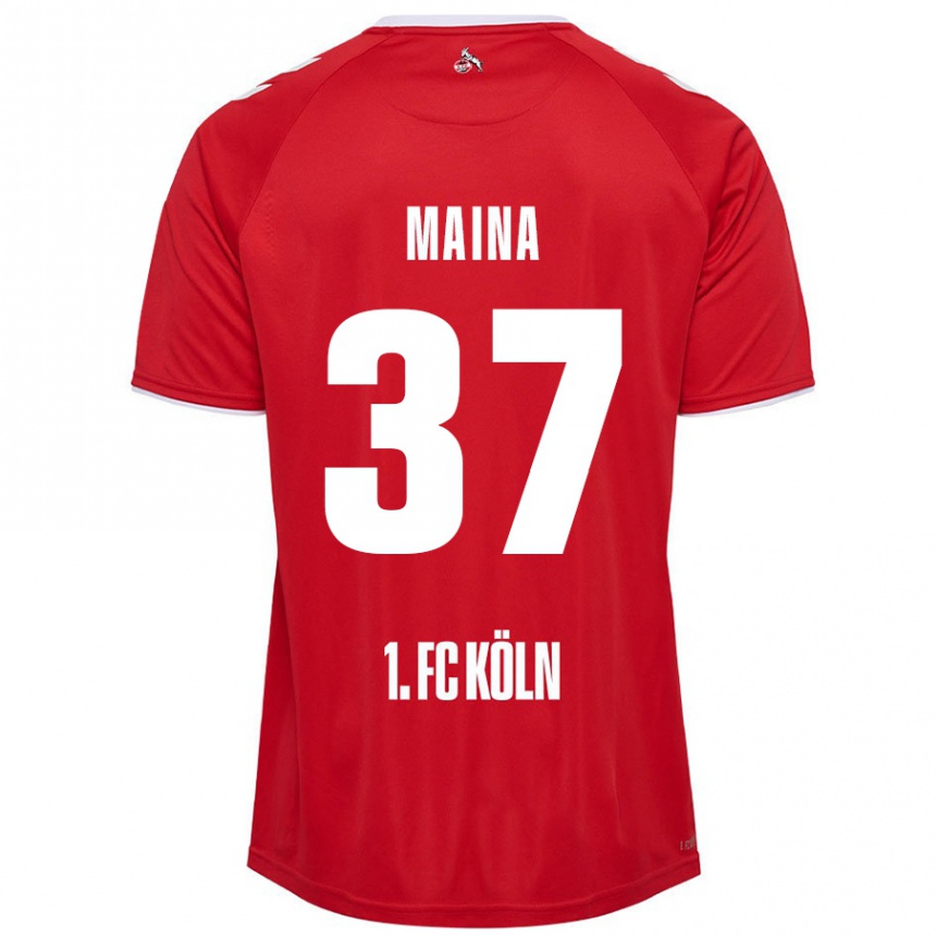 Kids Football Linton Maina #37 Red White Away Jersey 2024/25 T-Shirt Canada