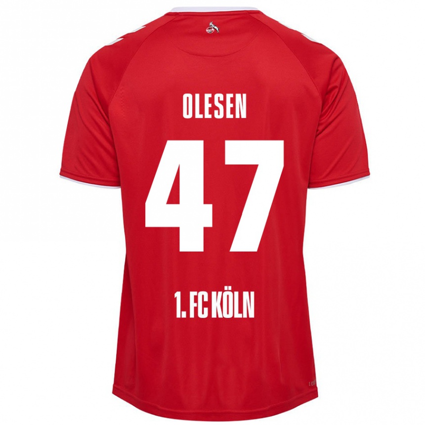 Kids Football Mathias Olesen #47 Red White Away Jersey 2024/25 T-Shirt Canada