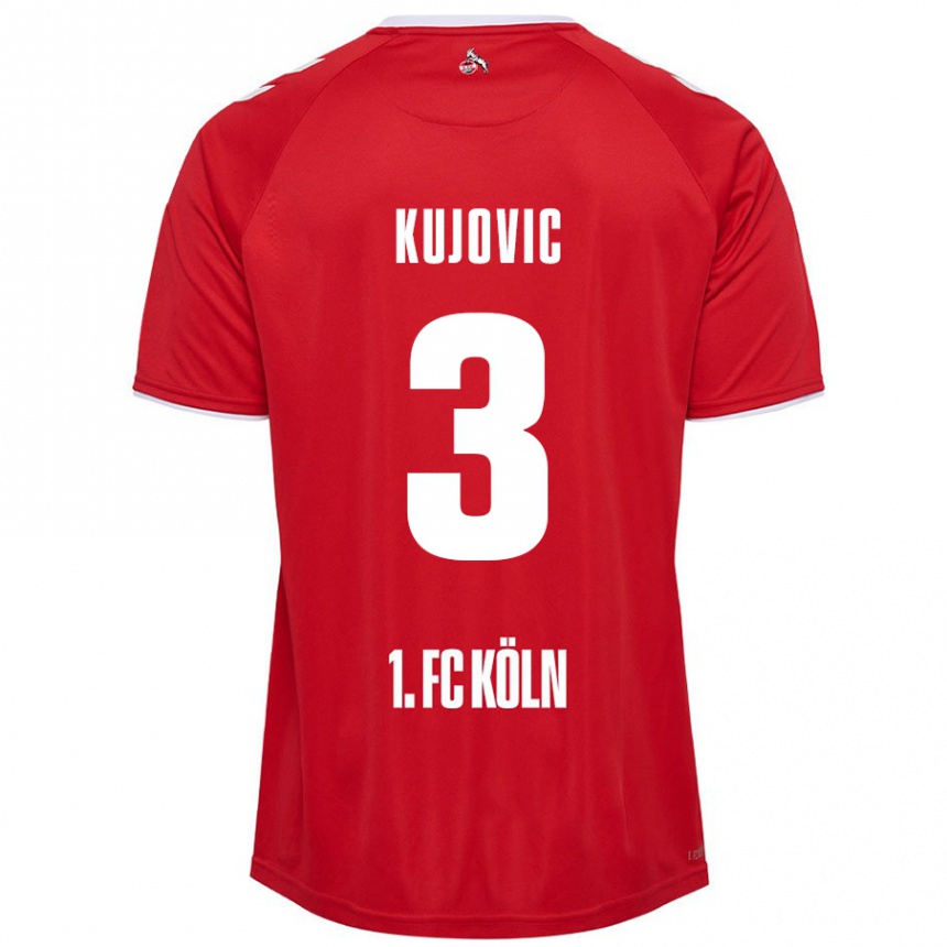 Kids Football Emin Kujovic #3 Red White Away Jersey 2024/25 T-Shirt Canada