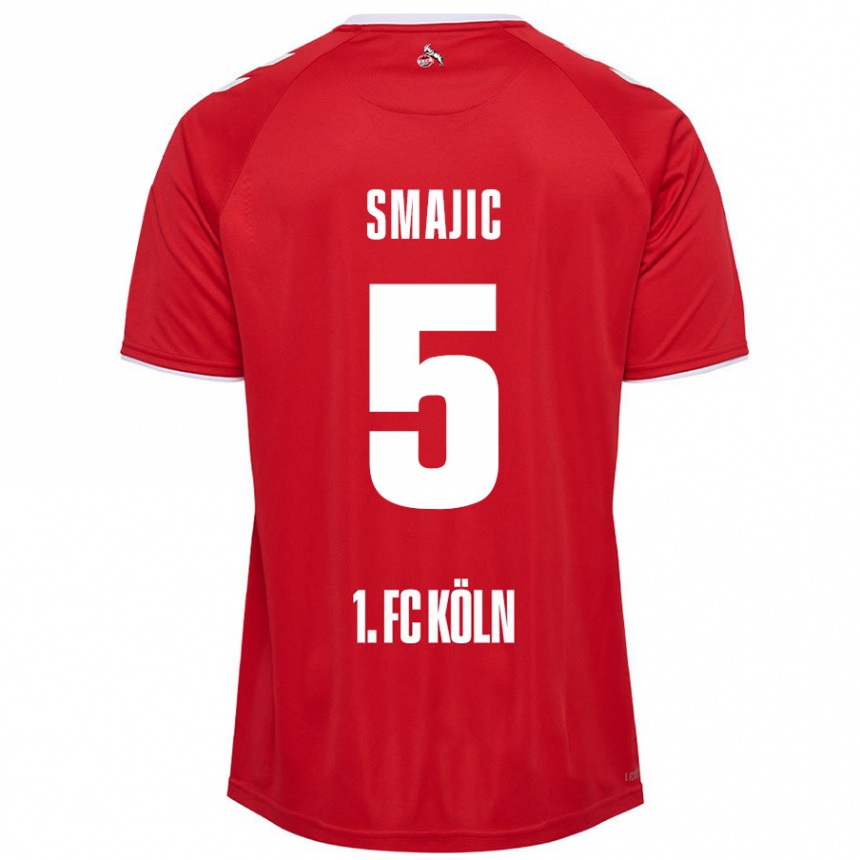 Kids Football Rijad Smajic #5 Red White Away Jersey 2024/25 T-Shirt Canada