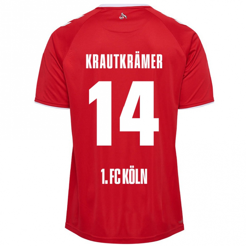 Kids Football Jakob Krautkrämer #14 Red White Away Jersey 2024/25 T-Shirt Canada