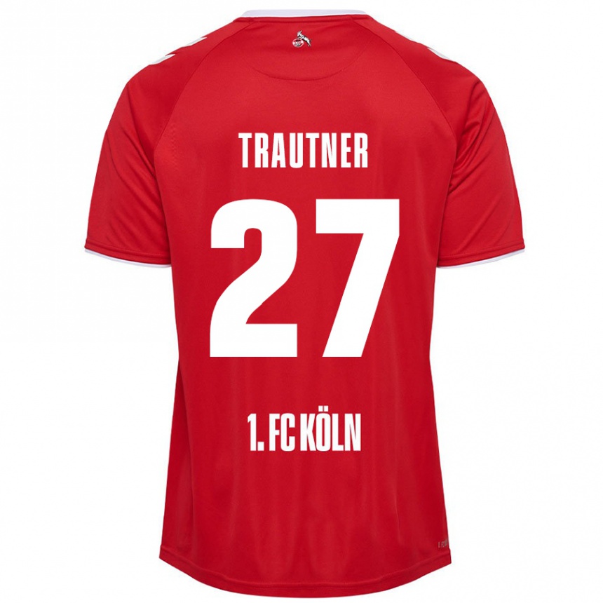 Kids Football Tobias Trautner #27 Red White Away Jersey 2024/25 T-Shirt Canada