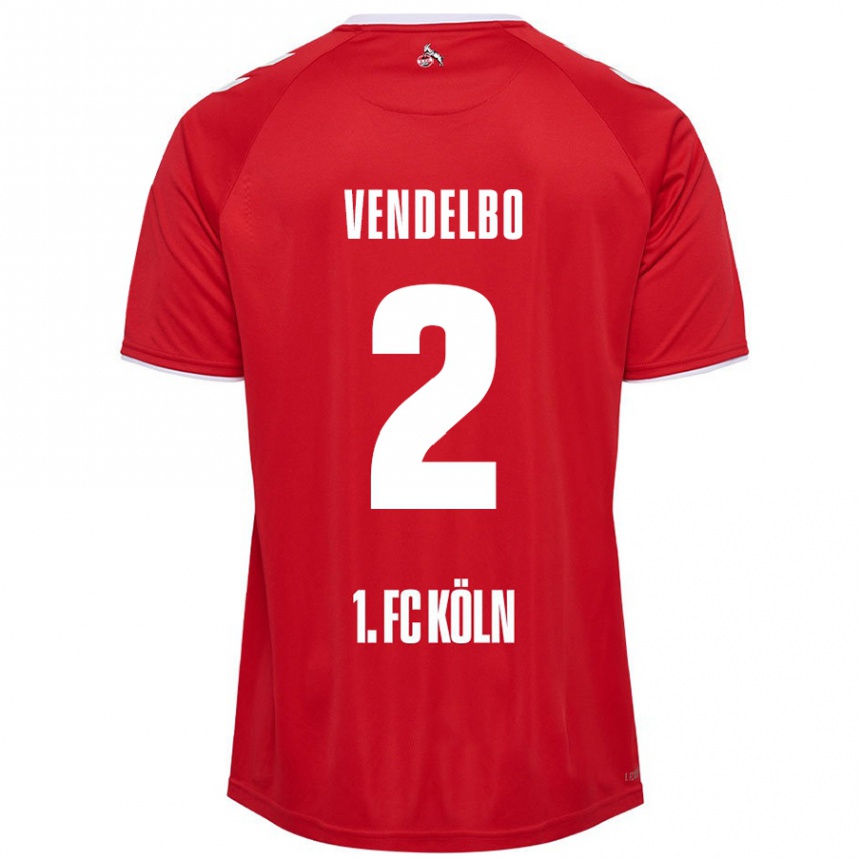 Kids Football Sofie Vendelbo #2 Red White Away Jersey 2024/25 T-Shirt Canada