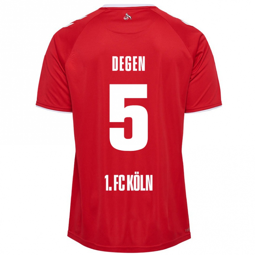 Kids Football Celina Degen #5 Red White Away Jersey 2024/25 T-Shirt Canada