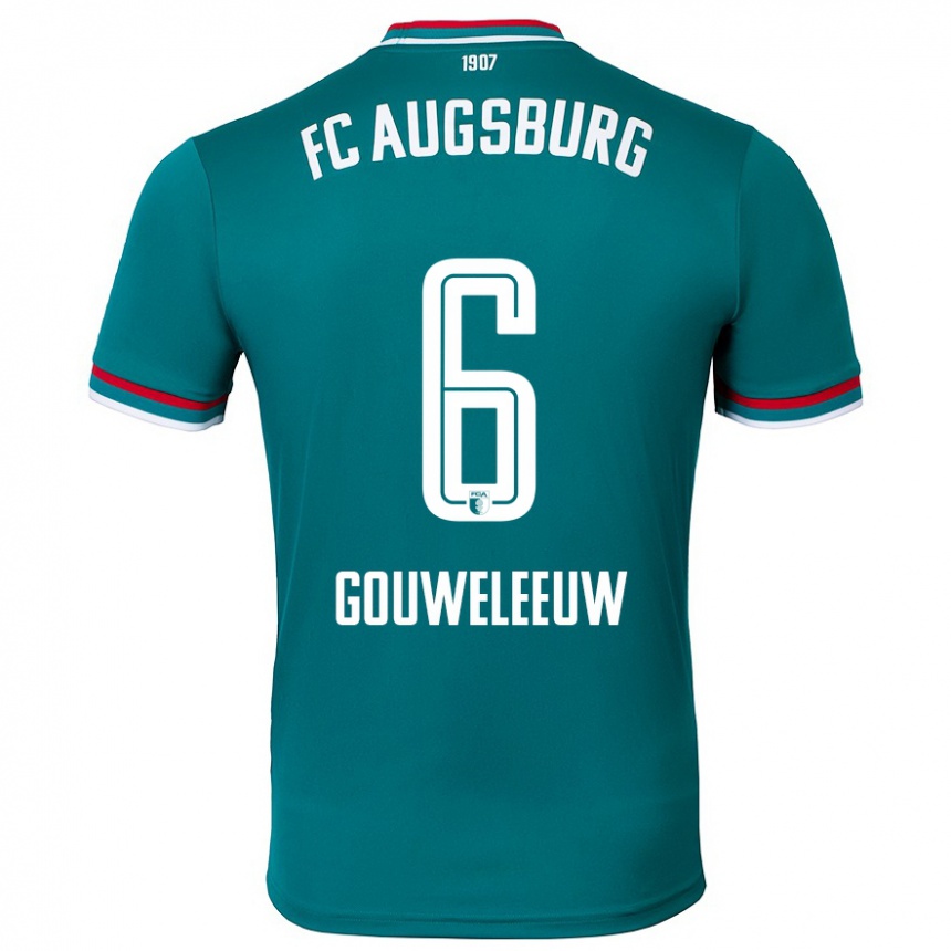 Kids Football Jeffrey Gouweleeuw #6 Dark Green Away Jersey 2024/25 T-Shirt Canada