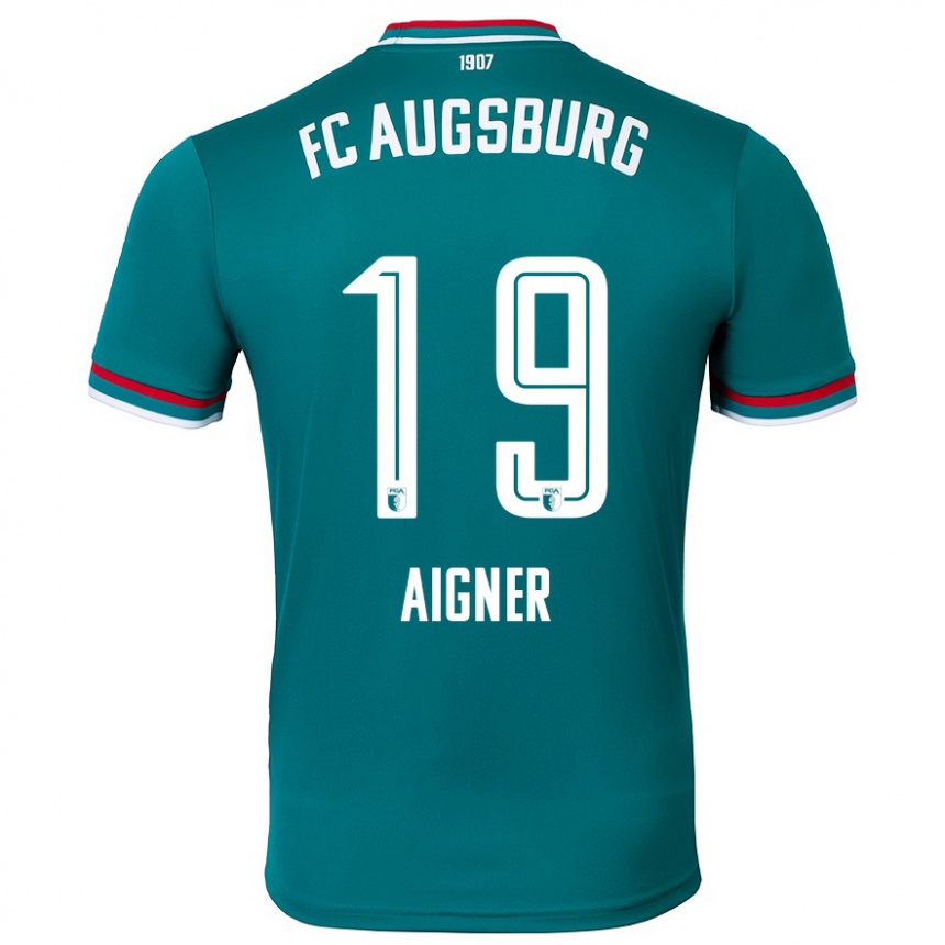 Kids Football Lukas Aigner #19 Dark Green Away Jersey 2024/25 T-Shirt Canada