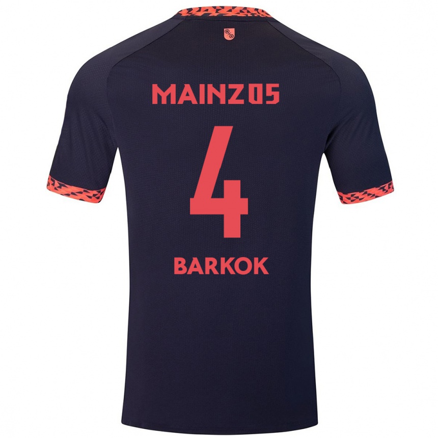 Enfant Football Maillot Aymen Barkok #4 Bleu Corail Rouge Tenues Extérieur 2024/25 Canada