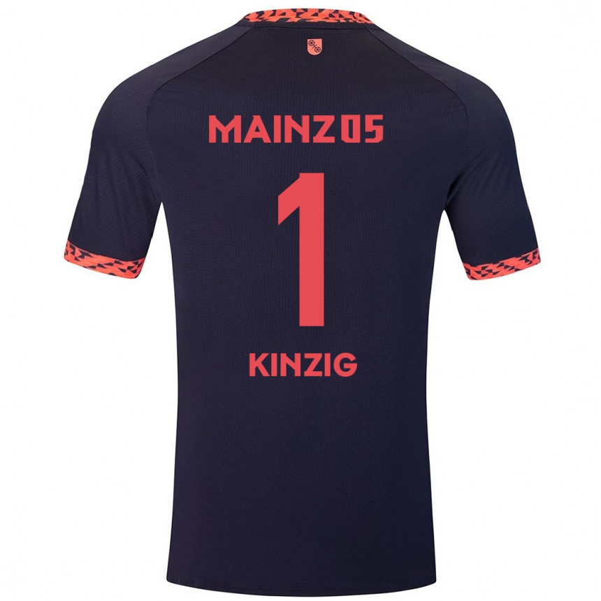 Kids Football Maximilian Kinzig #1 Blue Coral Red Away Jersey 2024/25 T-Shirt Canada