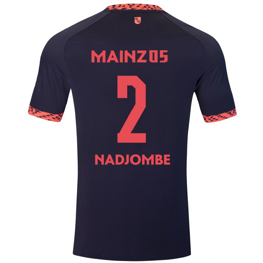 Kids Football Jean-Marie Nadjombe #2 Blue Coral Red Away Jersey 2024/25 T-Shirt Canada