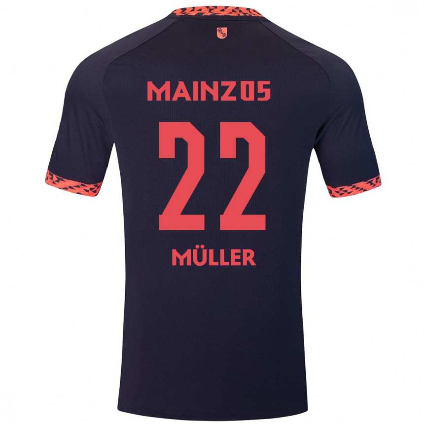 Enfant Football Maillot Tim Müller #22 Bleu Corail Rouge Tenues Extérieur 2024/25 Canada