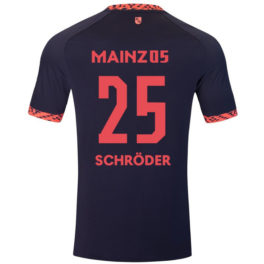 Kids Football Maxim Schröder #25 Blue Coral Red Away Jersey 2024/25 T-Shirt Canada