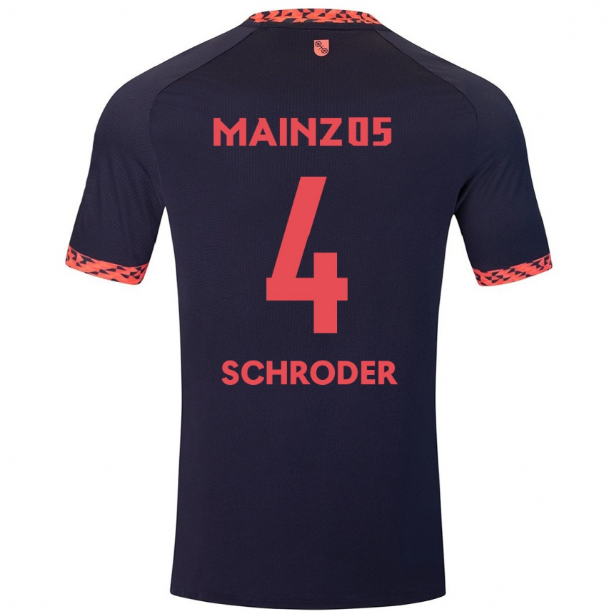 Enfant Football Maillot Lara Schröder #4 Bleu Corail Rouge Tenues Extérieur 2024/25 Canada