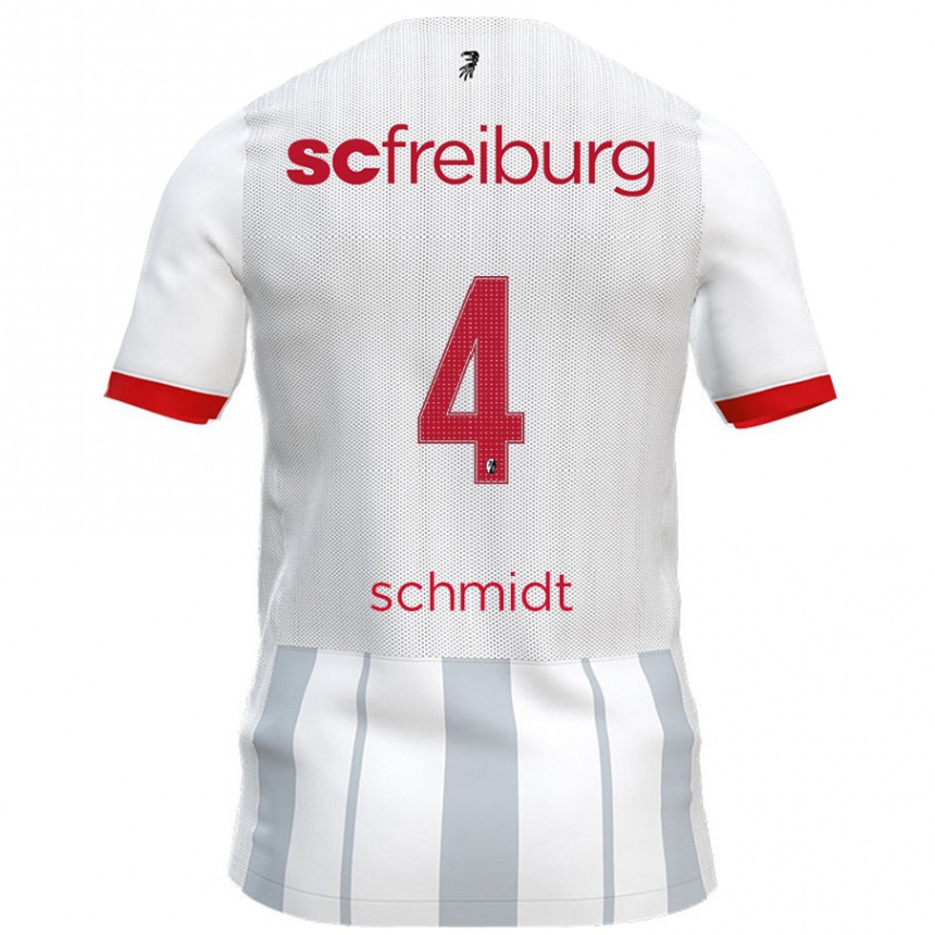 Kids Football Kenneth Schmidt #4 White Grey Away Jersey 2024/25 T-Shirt Canada