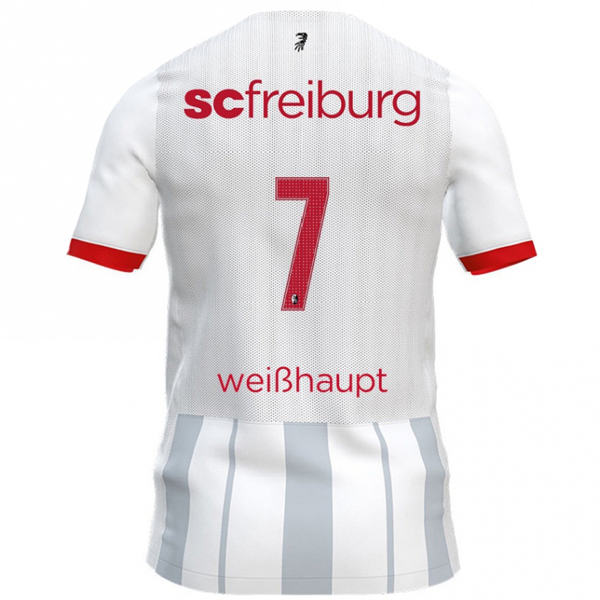 Kids Football Noah Weißhaupt #7 White Grey Away Jersey 2024/25 T-Shirt Canada