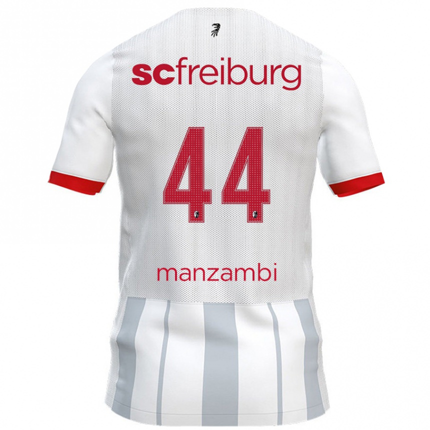 Kids Football Johan Manzambi #44 White Grey Away Jersey 2024/25 T-Shirt Canada