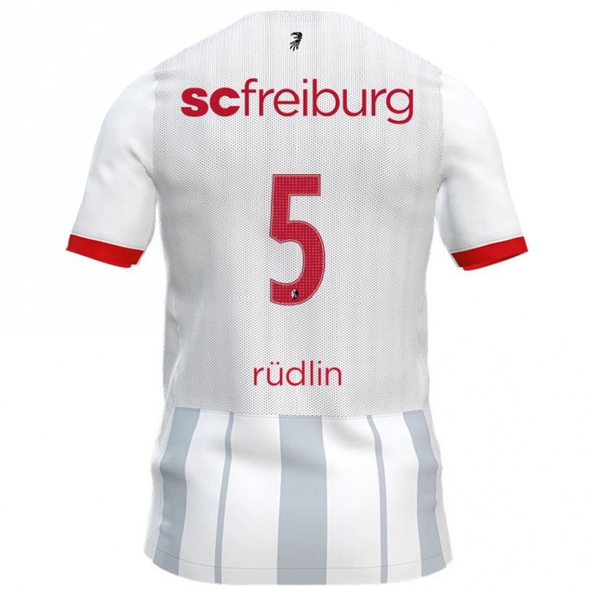 Kids Football Fabian Rüdlin #5 White Grey Away Jersey 2024/25 T-Shirt Canada