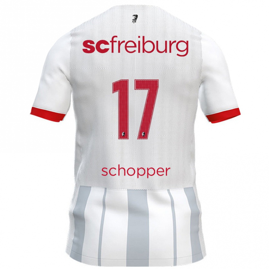 Kids Football David Schopper #17 White Grey Away Jersey 2024/25 T-Shirt Canada