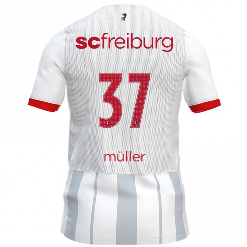 Kids Football Ruben Müller #37 White Grey Away Jersey 2024/25 T-Shirt Canada