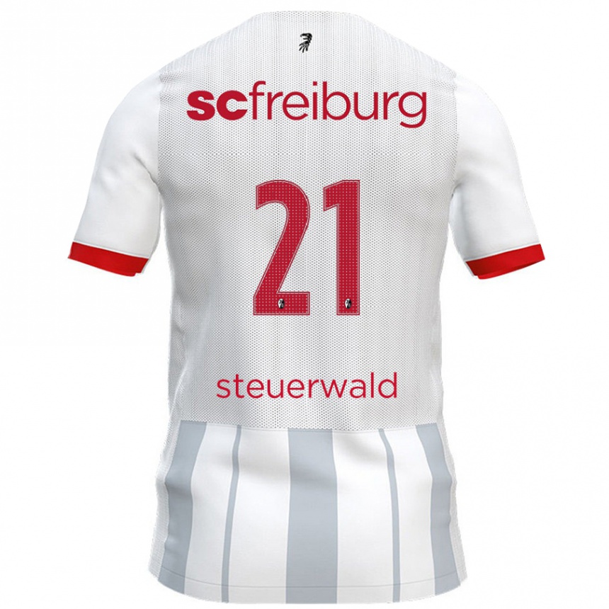 Kids Football Samantha Steuerwald #21 White Grey Away Jersey 2024/25 T-Shirt Canada