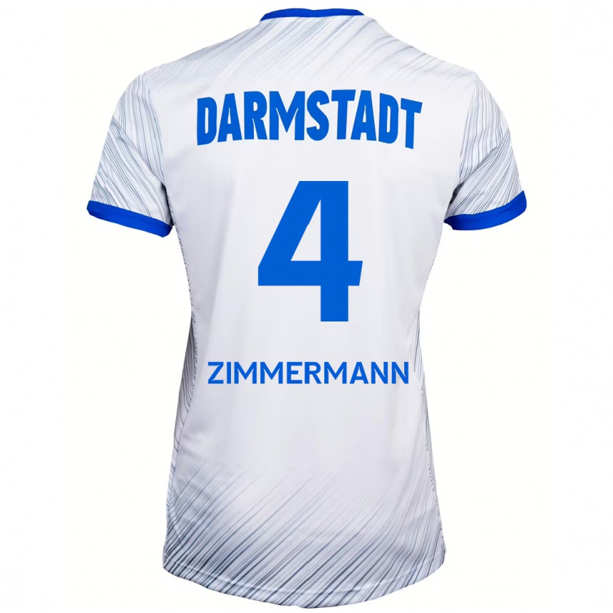 Kids Football Christoph Zimmermann #4 White Blue Away Jersey 2024/25 T-Shirt Canada