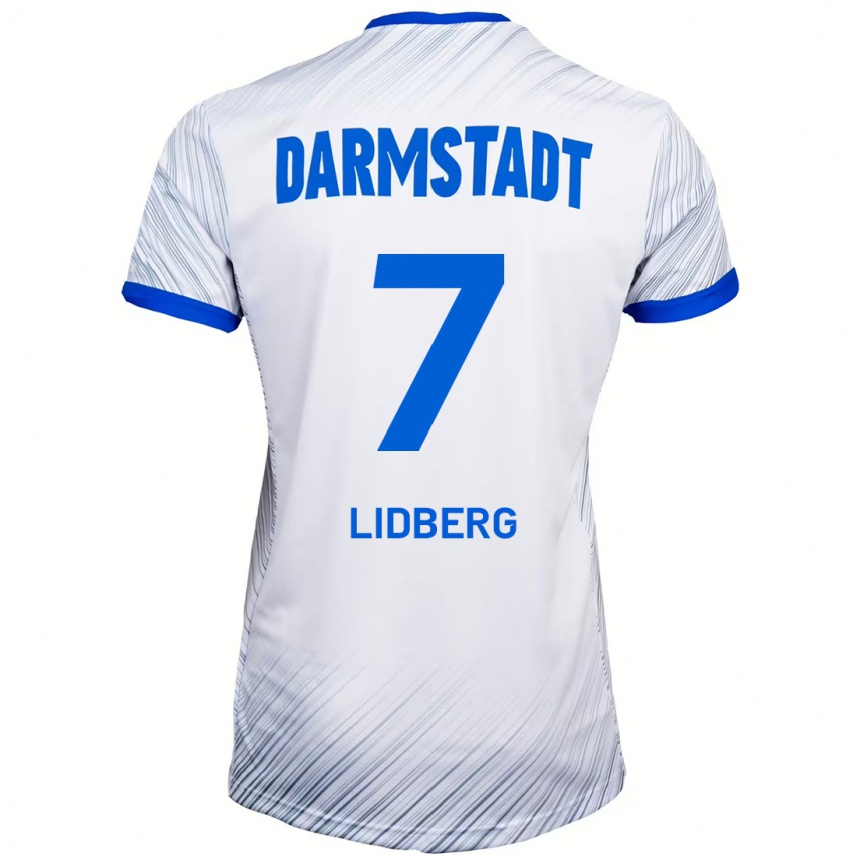 Kids Football Isac Lidberg #7 White Blue Away Jersey 2024/25 T-Shirt Canada