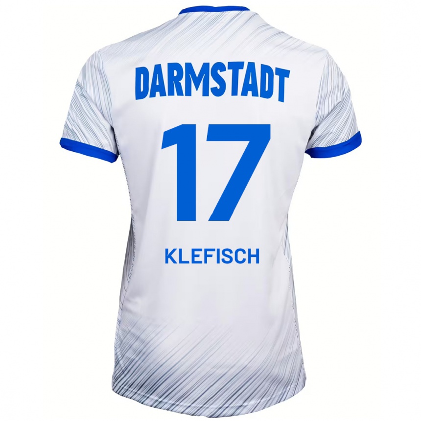 Kids Football Kai Klefisch #17 White Blue Away Jersey 2024/25 T-Shirt Canada