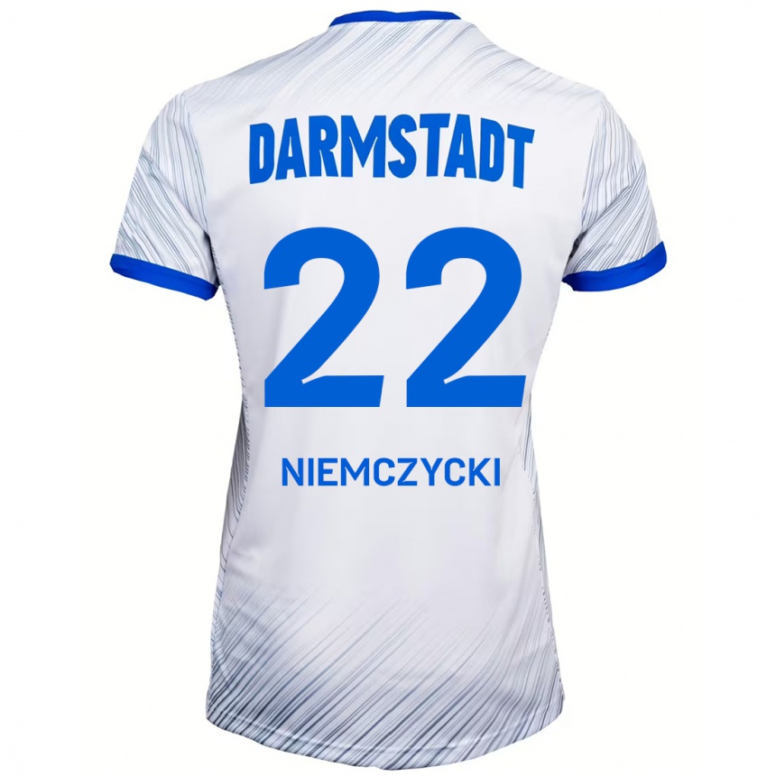 Kids Football Karol Niemczycki #22 White Blue Away Jersey 2024/25 T-Shirt Canada