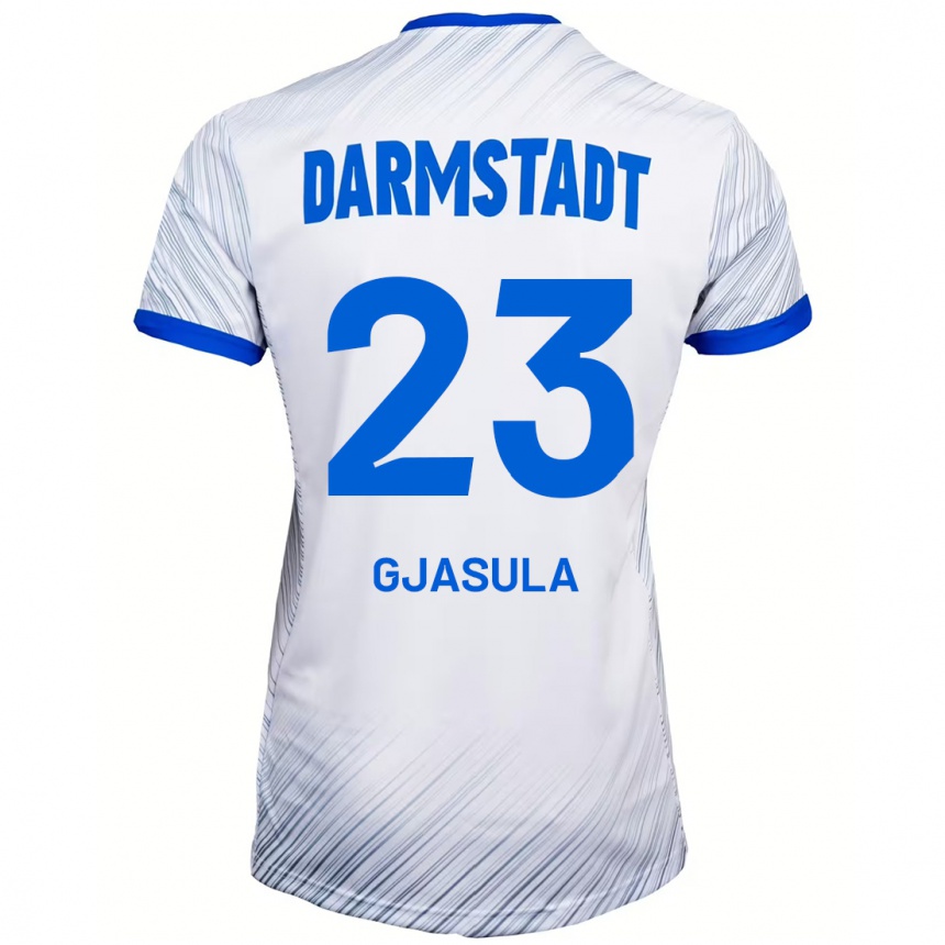 Kids Football Klaus Gjasula #23 White Blue Away Jersey 2024/25 T-Shirt Canada