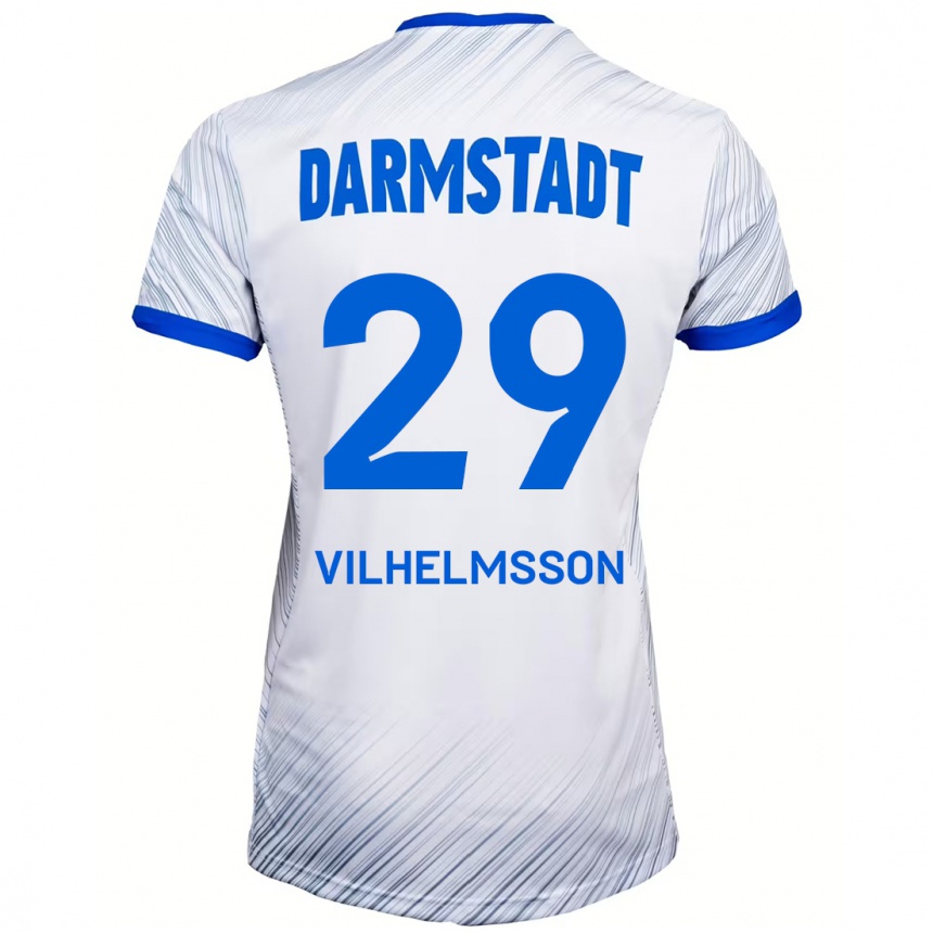 Kids Football Oscar Vilhelmsson #29 White Blue Away Jersey 2024/25 T-Shirt Canada