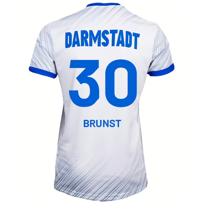 Kids Football Alexander Brunst #30 White Blue Away Jersey 2024/25 T-Shirt Canada