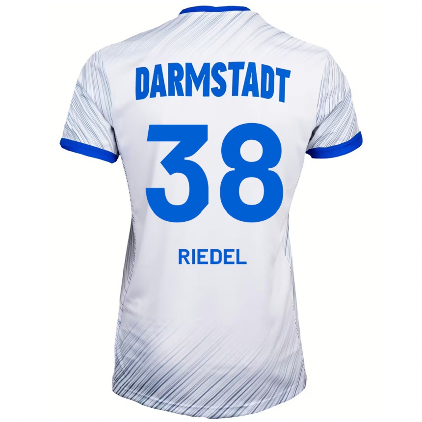 Kids Football Clemens Riedel #38 White Blue Away Jersey 2024/25 T-Shirt Canada