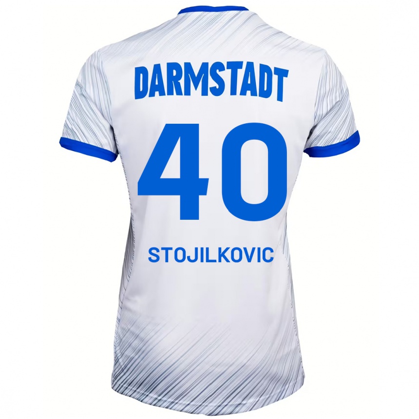 Kids Football Filip Stojilkovic #40 White Blue Away Jersey 2024/25 T-Shirt Canada