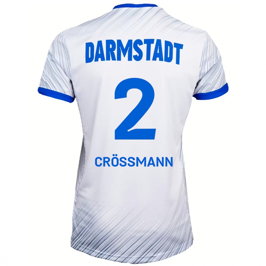 Kids Football Elias Crößmann #2 White Blue Away Jersey 2024/25 T-Shirt Canada